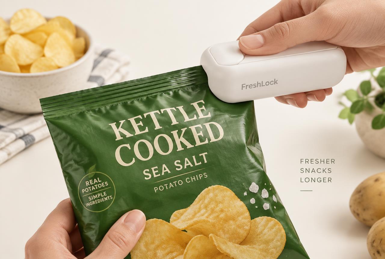 FreshLock referme un sachet de chips